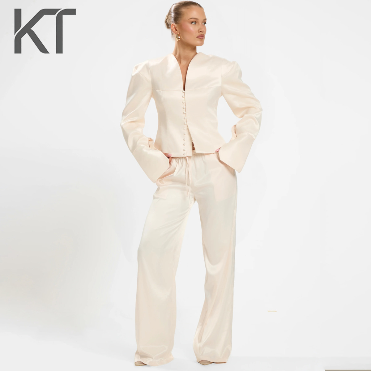 Shoulder Pad Set In - KT Luxury Satin Two Piece Set