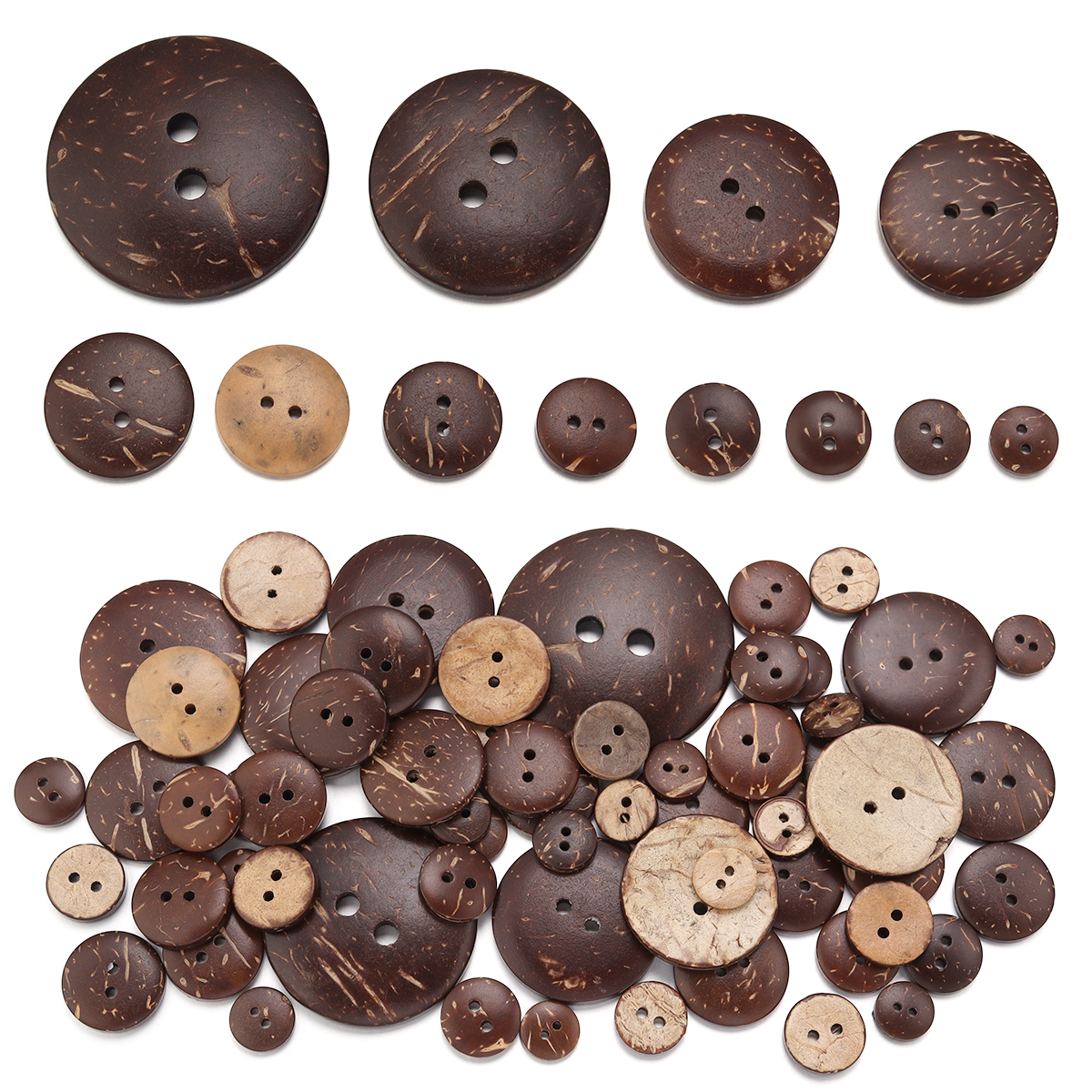 Sewing Art - 10-100Pcs Natural Coconut Shell Button Round