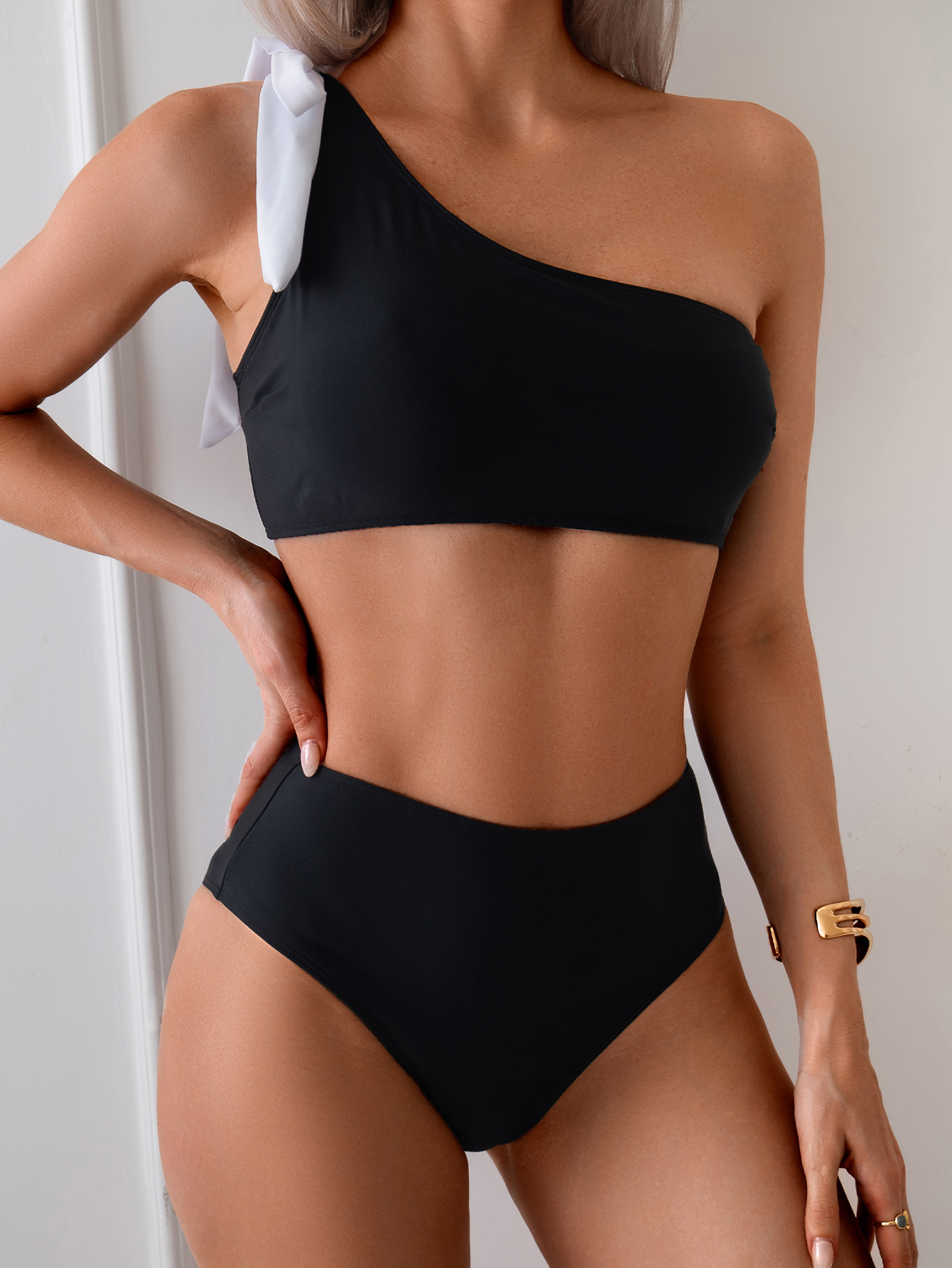 Shoulder Pad Set In - One Shoulder Bikinis 2026 Women Ruffle