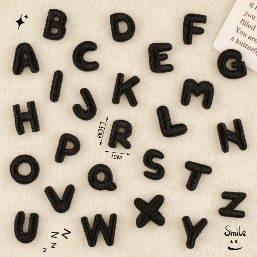 Sewing Id - 1.1cm 1.3cm Height Black Number Alphabet