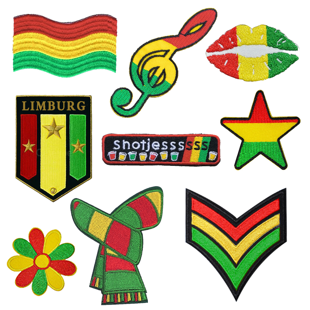 Velcro Sew On - Carnival Red Yellow Green Embleem for