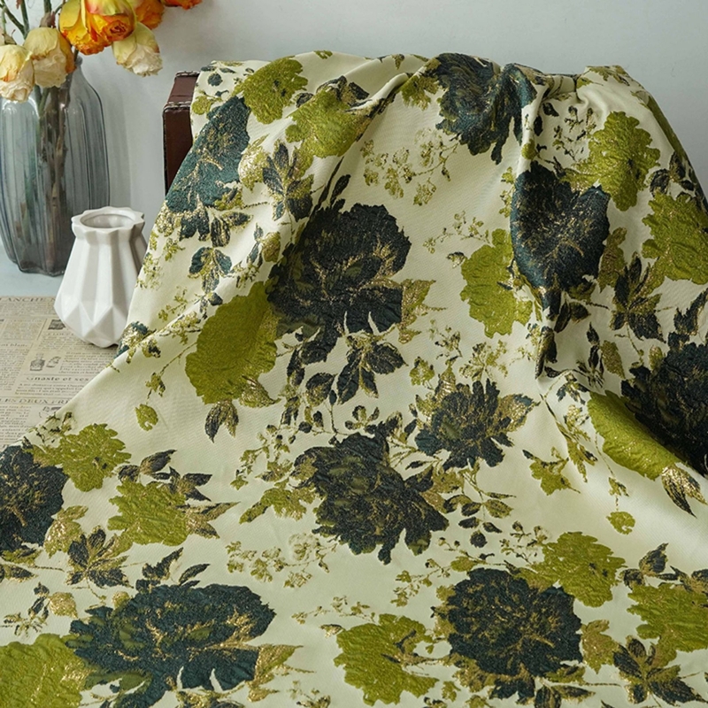 Vintage Sewing Textile - Vintage 3D Floral Metallic Jacquard Fabric,
