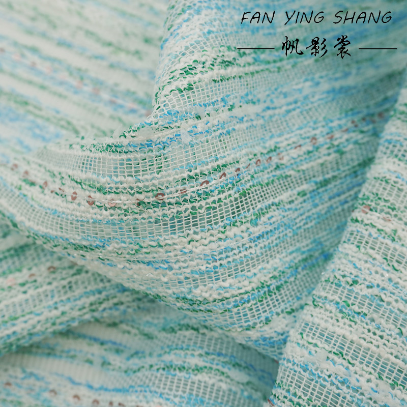 Green Sky Blue White Sequin Tw – Sewing Tweed Fabric Bewertung und Preis