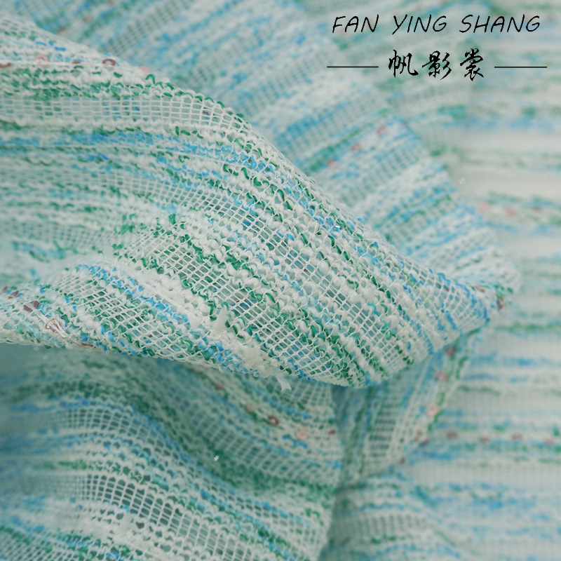 Green Sky Blue White Sequin Tw – Sewing Tweed Fabric Bewertung und Preis