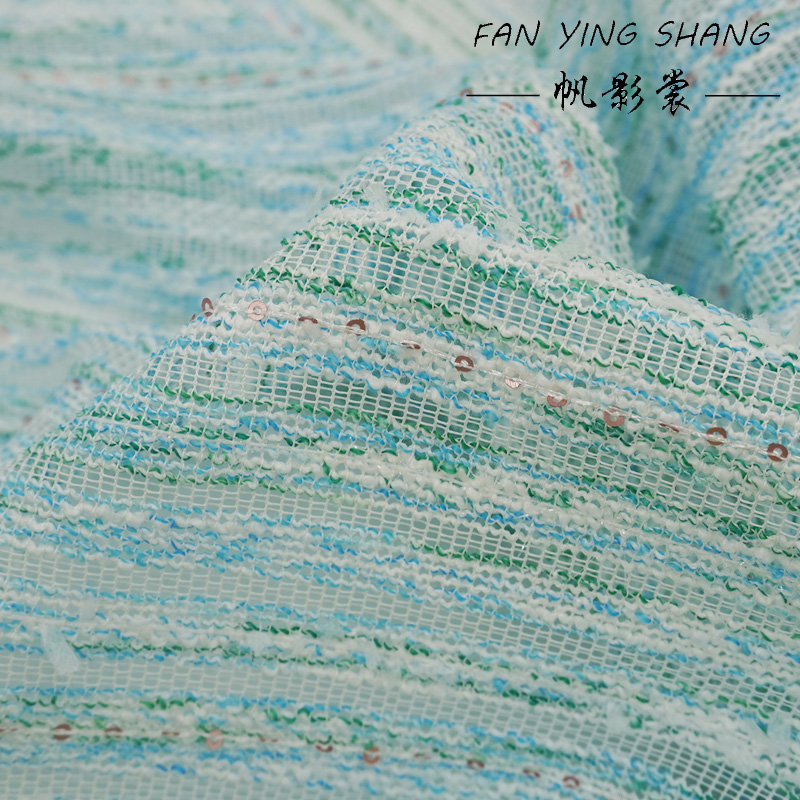 Green Sky Blue White Sequin Tw – Sewing Tweed Fabric Bewertung und Preis