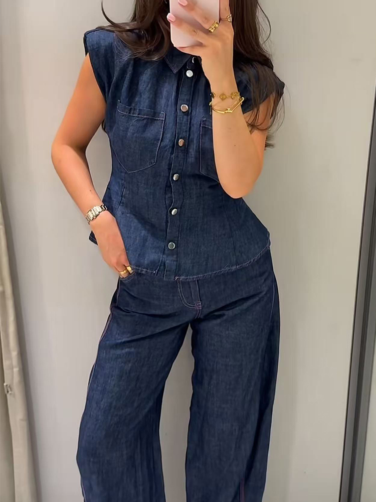 TFMLN Women Denim Pant Set Chi – Shoulder Pad Set In Bewertung und Preis