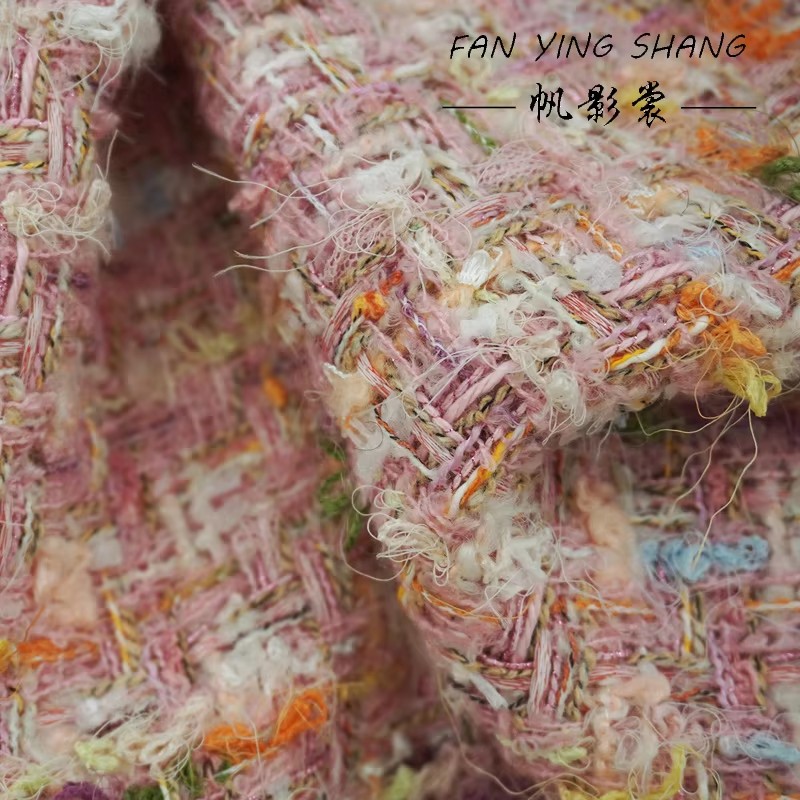 2025 Pink Color Weaving Plaid  – Sewing Tweed Fabric Bewertung und Preis
