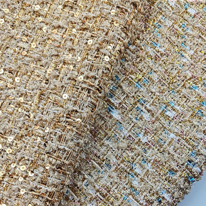Gold Wire and Sequin Yarn-Dyed – Sewing Tweed Fabric Bewertung und Preis