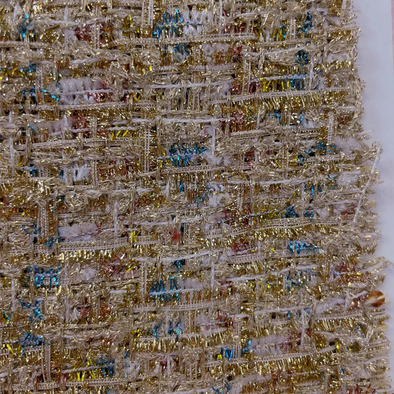 Gold Wire and Sequin Yarn-Dyed – Sewing Tweed Fabric Bewertung und Preis