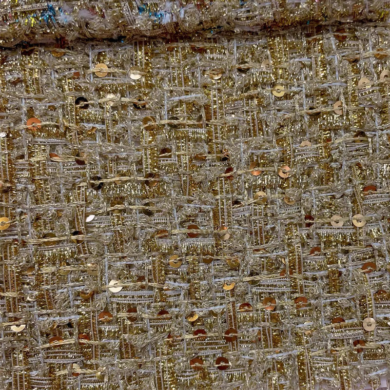 Gold Wire and Sequin Yarn-Dyed – Sewing Tweed Fabric Bewertung und Preis