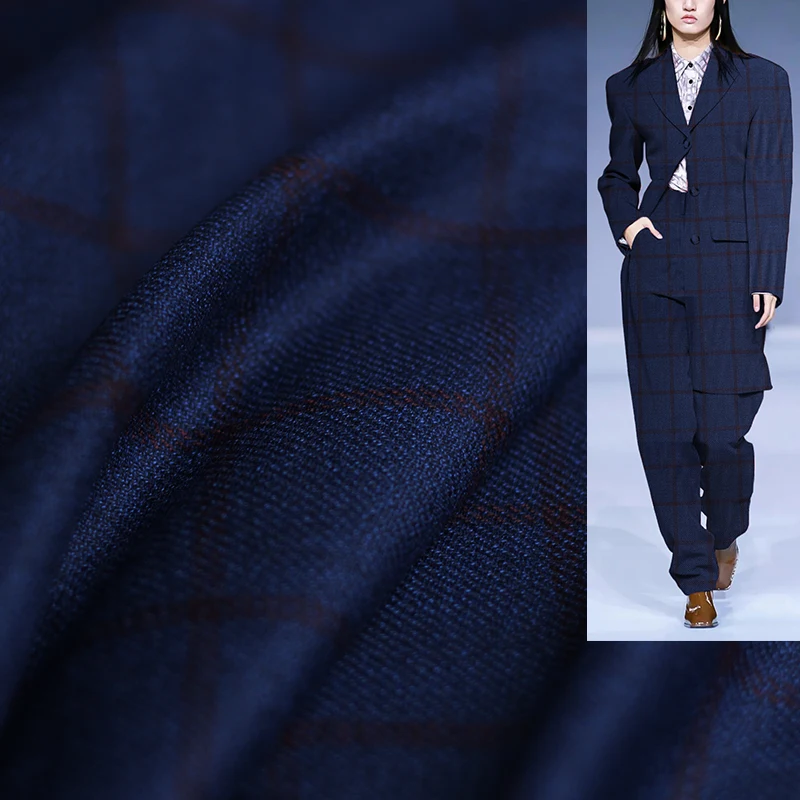 Redraspberry Blue Plaid Worste – Sewing Tweed Fabric Bewertung und Preis