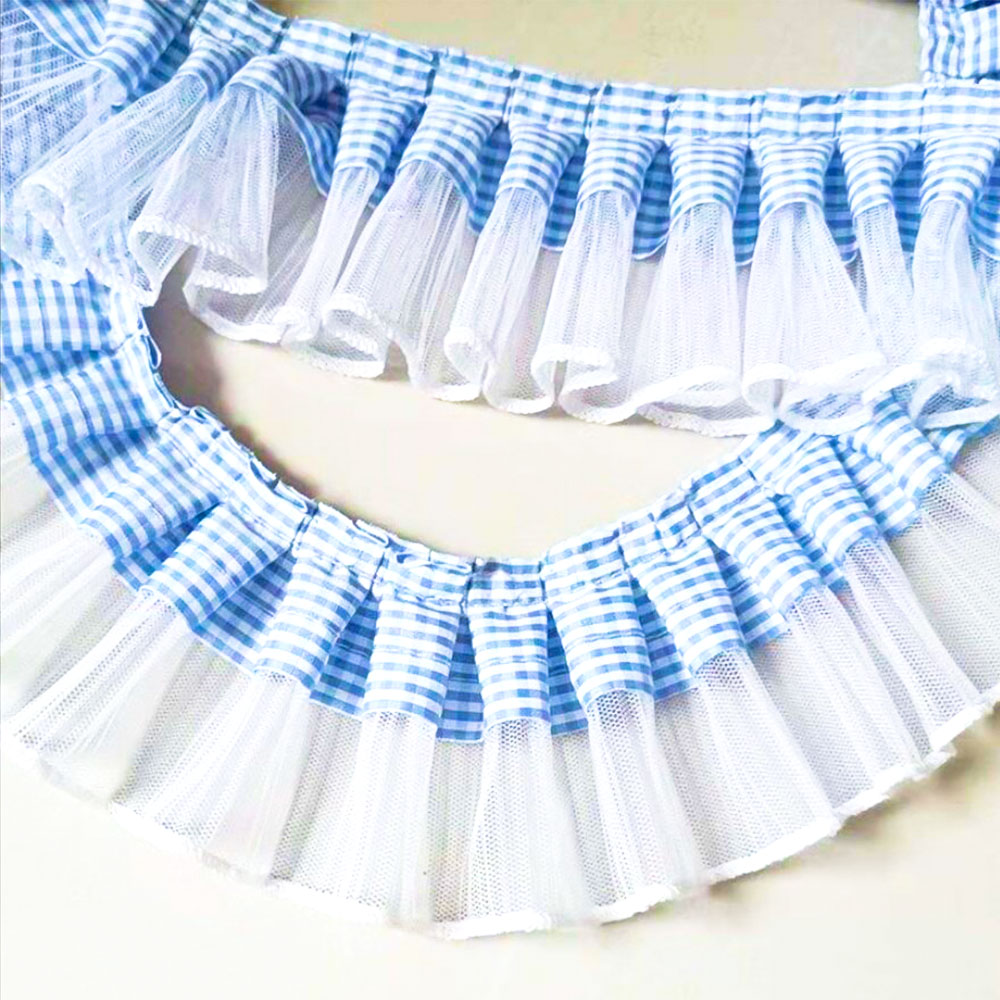 1 Yard 7CM Pleated Plaid Lace  – Textile And Sewing Supply Bewertung und Preis