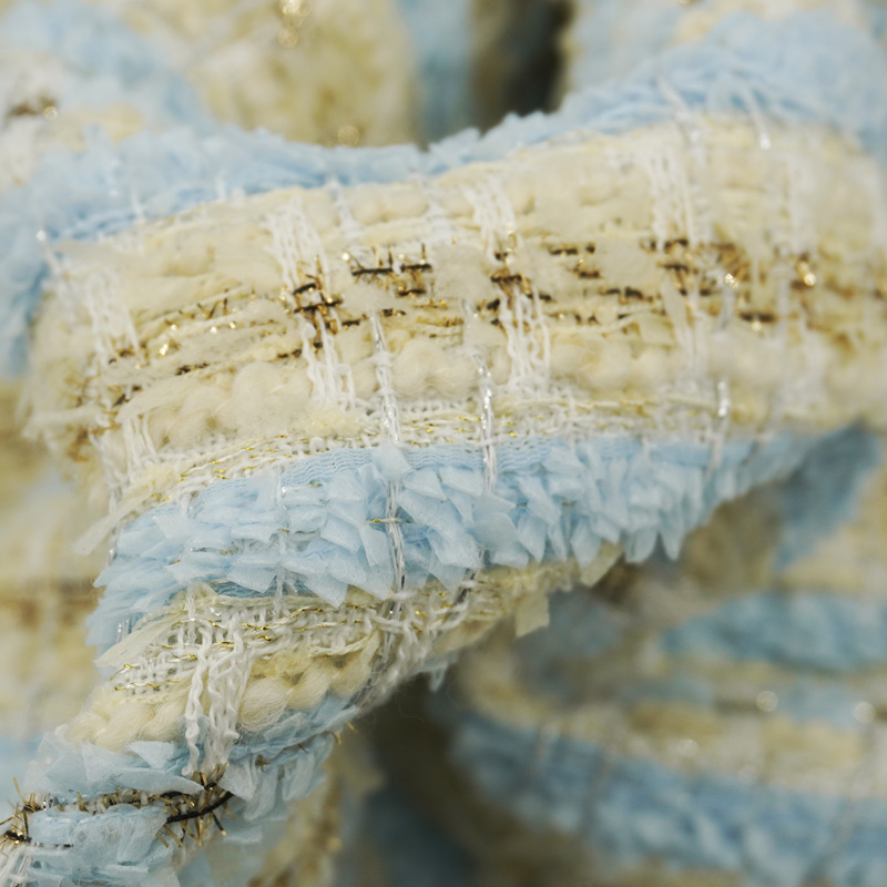 Blue Gold Interlace Plaid Twee – Sewing Tweed Fabric Bewertung und Preis