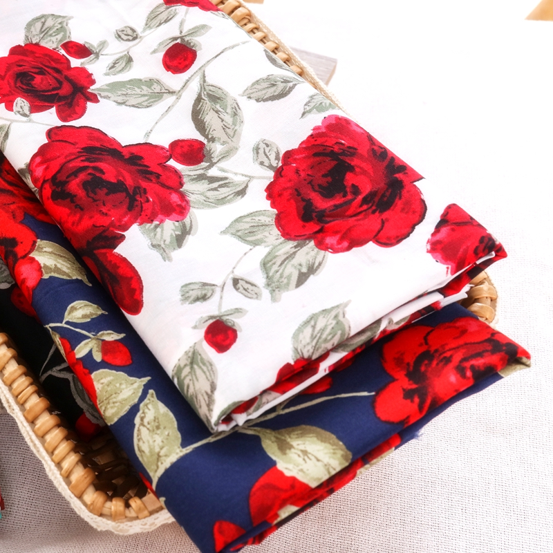 Vintage Rose Printed Fabric fo – Vintage Sewing Textile Bewertung und Preis