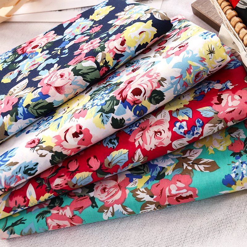 Vintage Rose Printed Fabric fo – Vintage Sewing Textile Bewertung und Preis