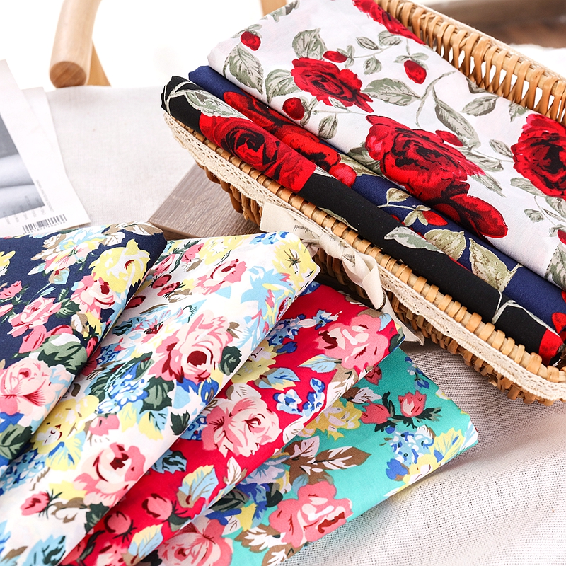 Vintage Rose Printed Fabric fo – Vintage Sewing Textile Bewertung und Preis