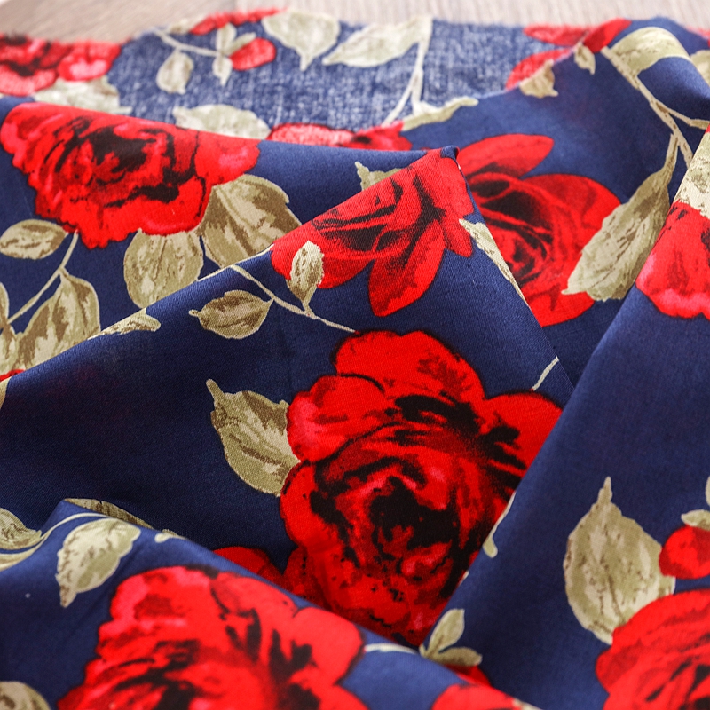 Vintage Rose Printed Fabric fo – Vintage Sewing Textile Bewertung und Preis