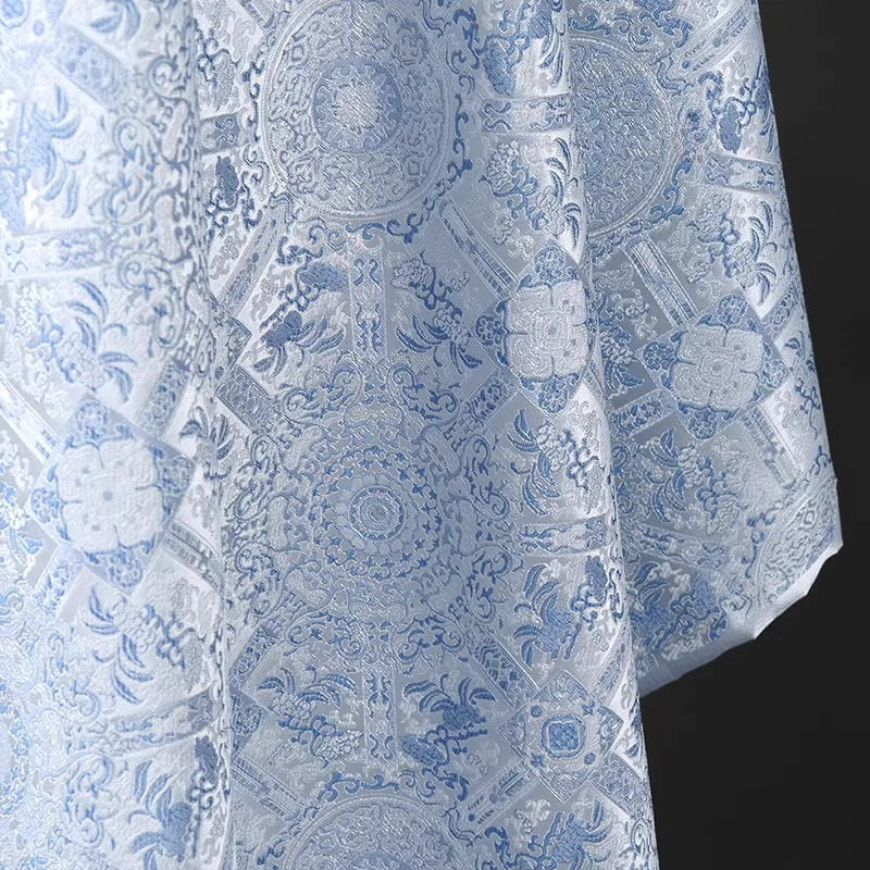 Sky Blue Jacquard Sewing Fabri – Vintage Sewing Textile Bewertung und Preis