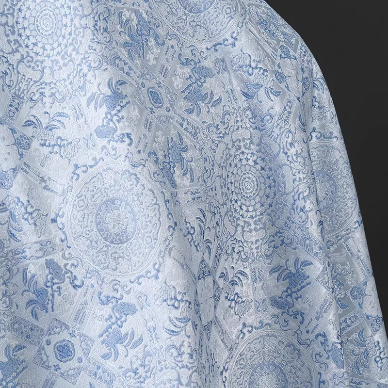 Sky Blue Jacquard Sewing Fabri – Vintage Sewing Textile Bewertung und Preis