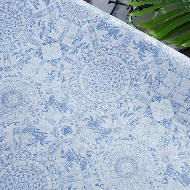 Sky Blue Jacquard Sewing Fabri – Vintage Sewing Textile Bewertung und Preis
