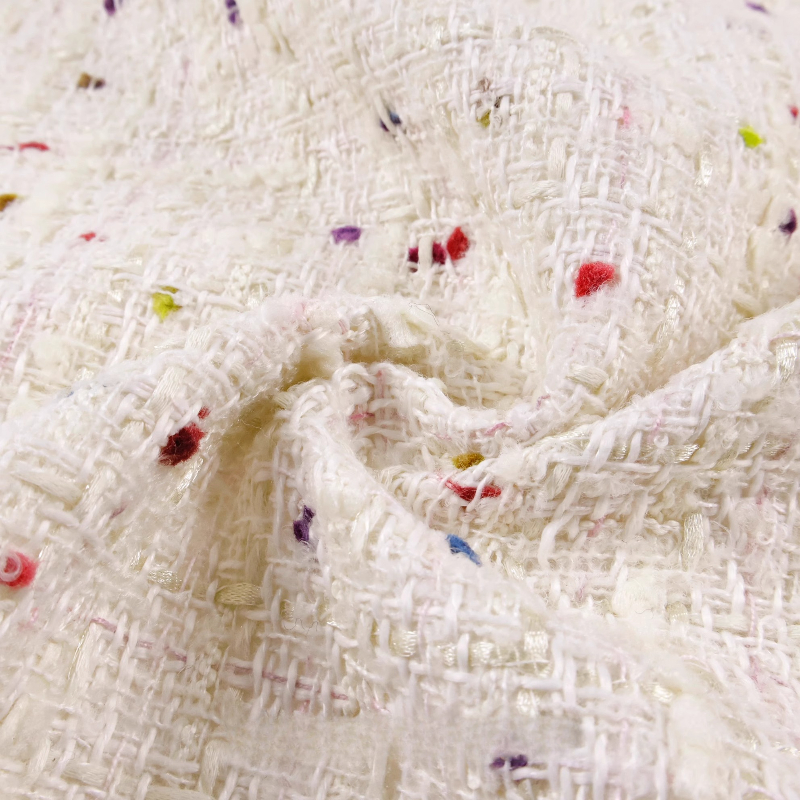 Creamy White 3D Grid Colorful  – Sewing Tweed Fabric Bewertung und Preis