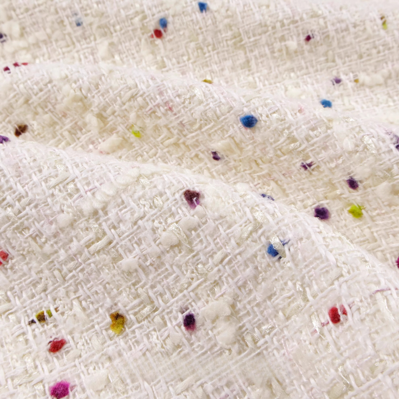Creamy White 3D Grid Colorful  – Sewing Tweed Fabric Bewertung und Preis